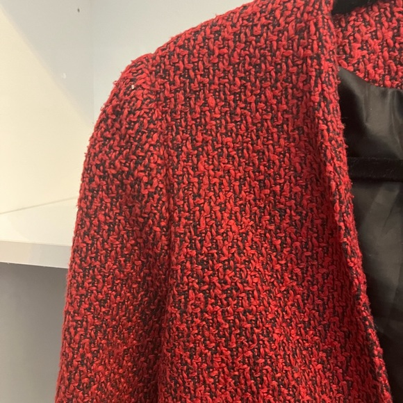 Red Tweed Blazer with Zipper Detail - Picture 3 of 4